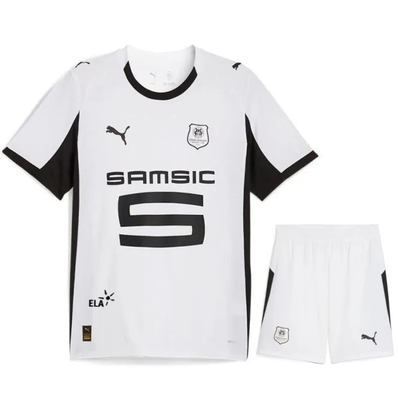 Rennes Camiseta Niño Visitante 2025/26 + Pantalón Corto - Blanco