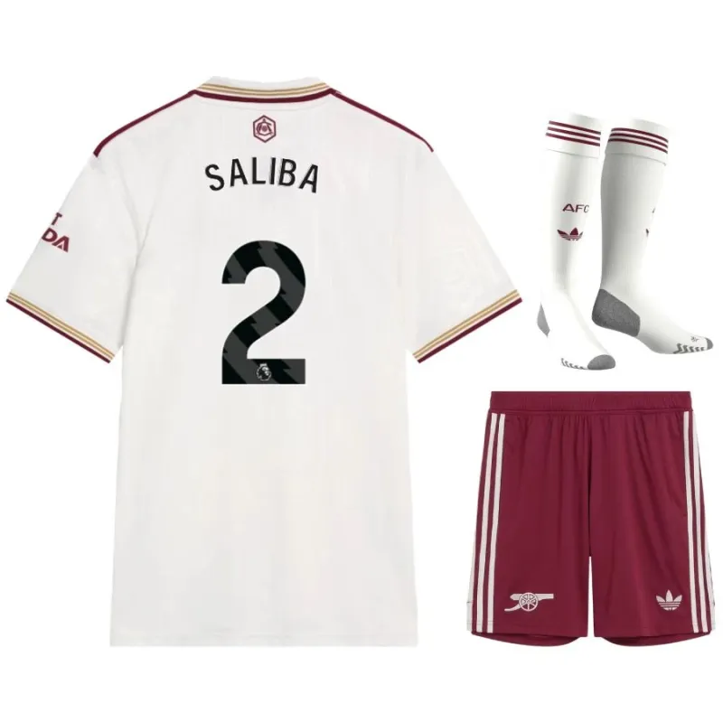 Arsenal SALIBA 2025/26 Third Kids' Jersey Set - White