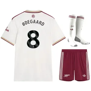Arsenal ØDEGAARD 2025/26 Third Kids' Jersey Set - White