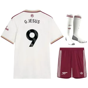 Arsenal G.JESUS 2025/26 Third Kids' Jersey Set - White