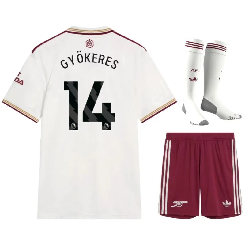 Arsenal GYOKERES 2025/26 Third Kids' Jersey Set - White