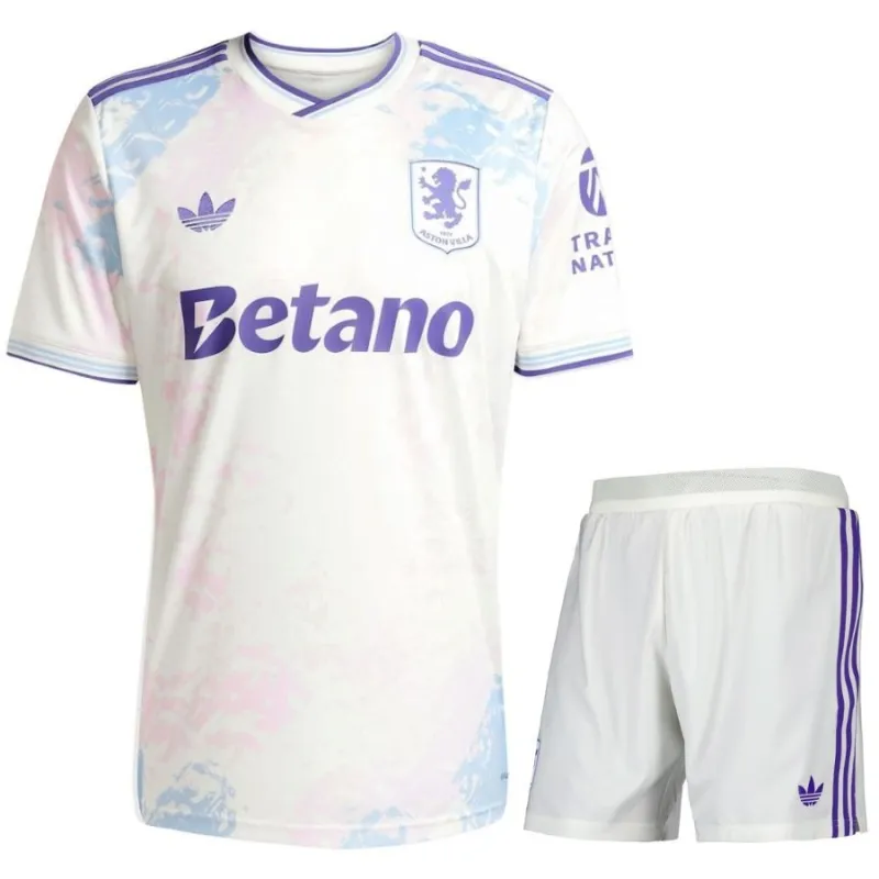 Camiseta + Pantalones Cortos Third Infantil Aston Villa 2025/26 - Blanco