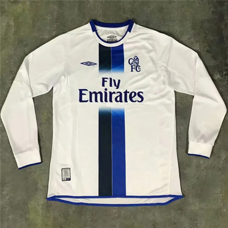 Maglia retro a maniche lunghe di trasferta di Chelsea 2003 - 2005 - Bianca