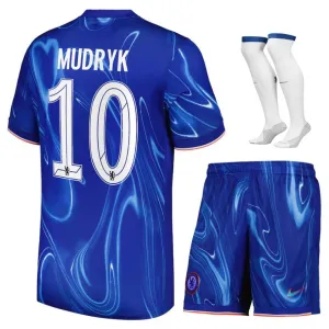 L'ensemble de maillots pour enfants de domicile de Chelsea 2024/25 de Mudryk - Bleu