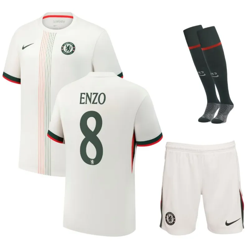 Chelsea ENZO 2025/26 Away Kids' Jersey Set - White