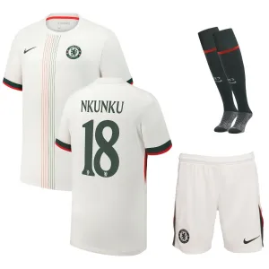 Chelsea NKUNKU 2025/26 Auswärts-Kinder-Trikot-Set - Weiß