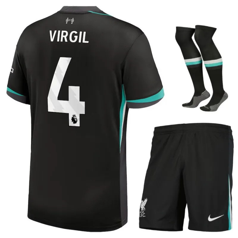 Set di maglia di trasferta per bambini di Liverpool 2024/25 di Virgil - Verde bosco