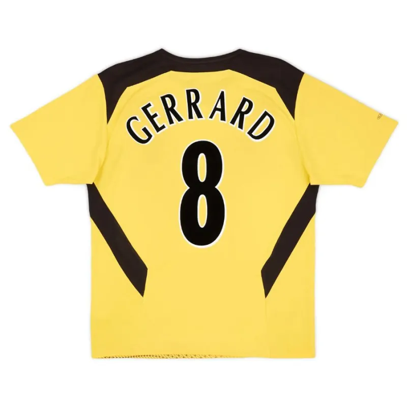 Camiseta de visita retro de Steven Gerrard Liverpool 2004-06 - Amarillo