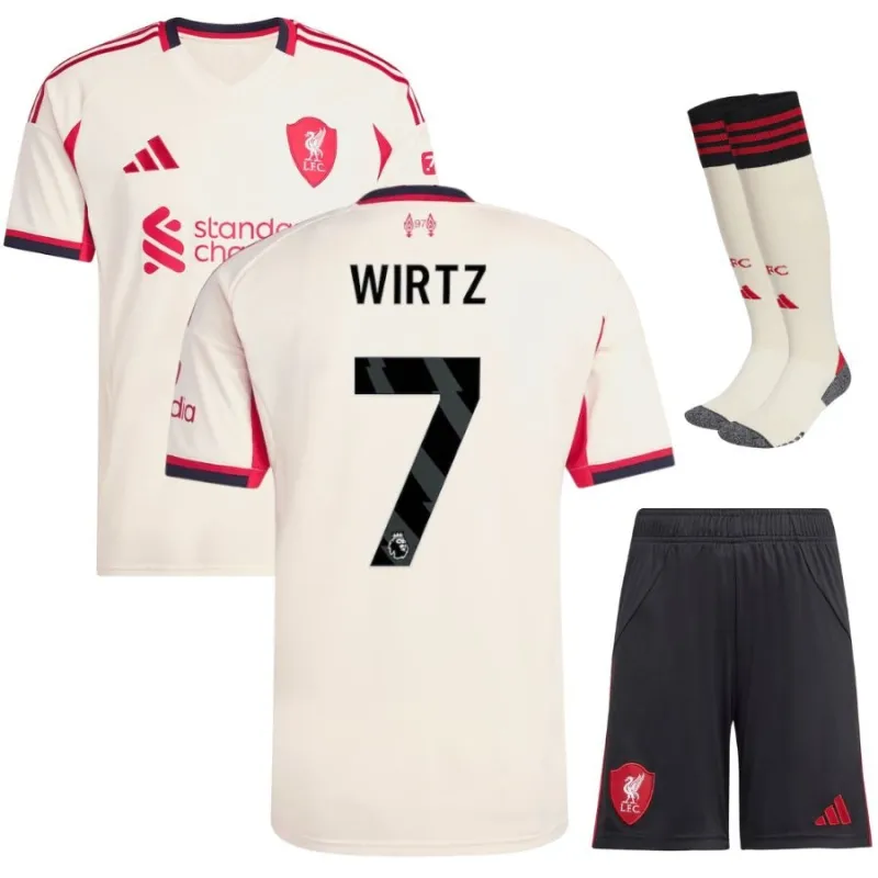 Liverpool WIRTZ 2025/26 Away Kids Kit Set - White