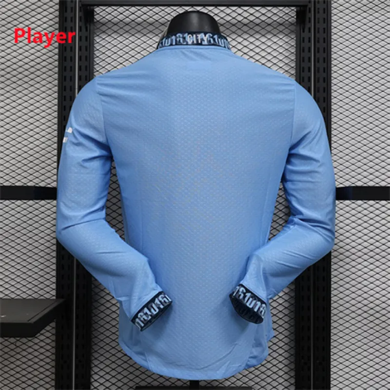 Maglia a maniche lunghe di campo di casa della versione giocatore di Manchester City 2024/25 - Blu