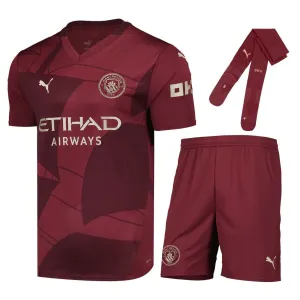 Set di maglia terza per bambini di Manchester City 2024/25 - Rosso scuro