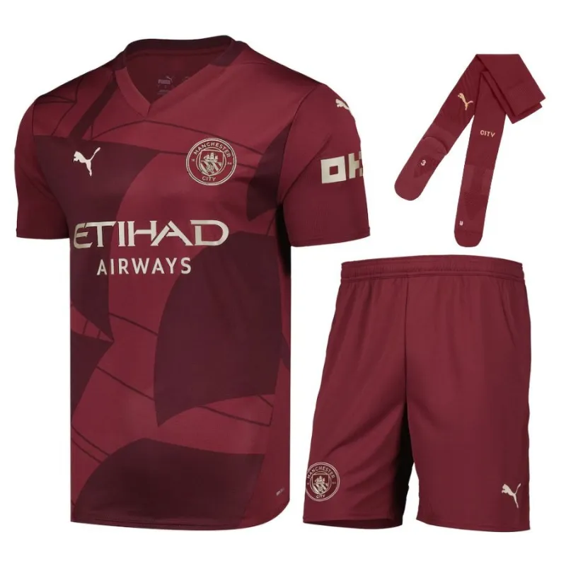 Manchester City Kids' Third Kit 2024/25 - Burgundy