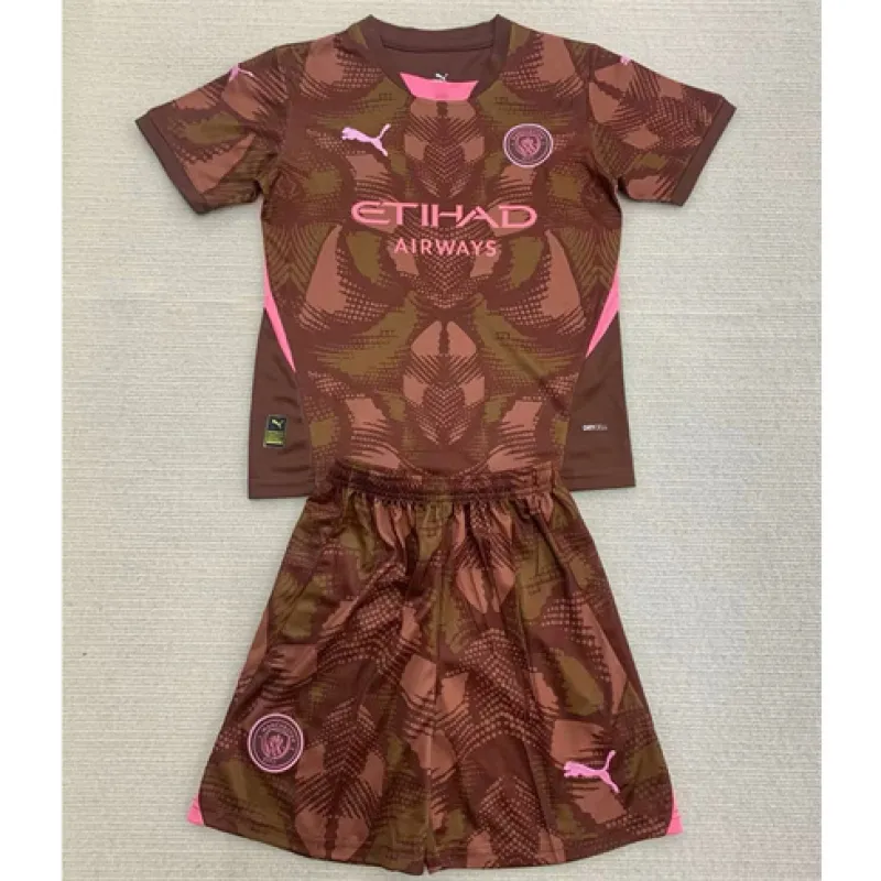 Manchester City Kids' Goalkeeper Jersey and Shorts 2024/25 - Brown