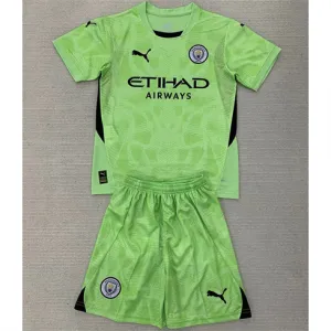 Maglia e pantaloncini del portiere per bambini di Manchester City 2024/25 - Verde