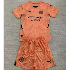Maglia e pantaloncini del portiere di porta per bambini di Manchester City 2024/25 - Arancione