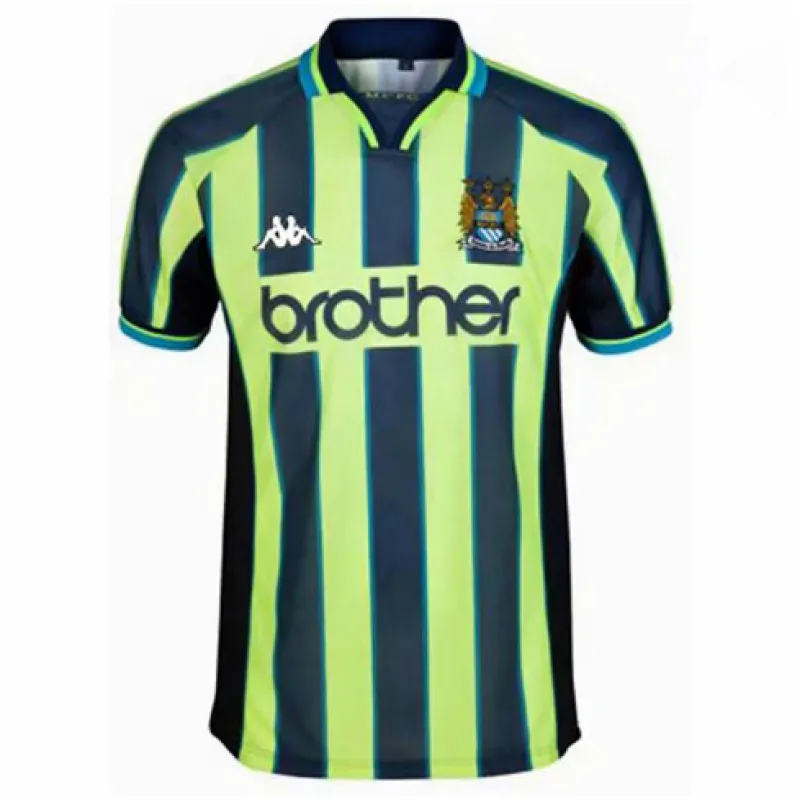 Camiseta de visita retró de Manchester City 1998/99 - Negro/Verde