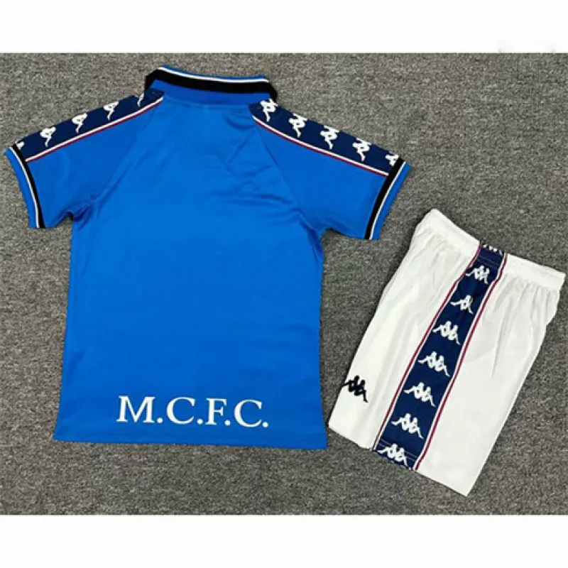 Maglia retrò di campo di casa per bambini di Manchester City 1997/98 - Blu