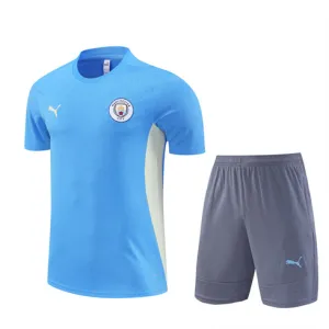 Maglia e shorts d'allenamento per bambini di Manchester City 2024/25 - Blu