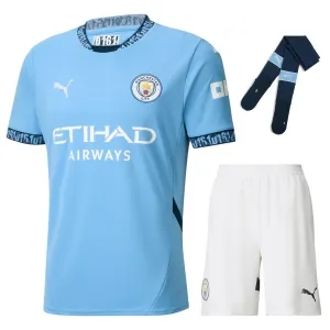 Set di maglia di campo per bambini di Manchester City 2024/25 - Azzurro