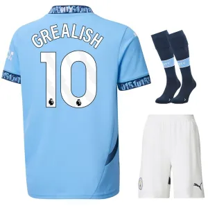 GREALISH Set di maglia per bambini di casa di Manchester City 2024/25 - Blu