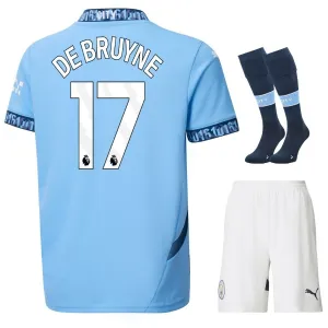 DEBRUYNE Set di maglia per bambini di casa di Manchester City 2024/25 - Blu