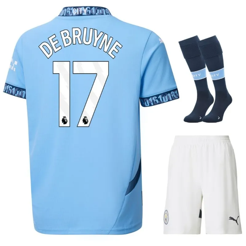 DEBRUYNE Conjunto de camiseta de niño de local de Manchester City 2024/25 - Azul