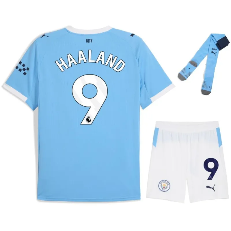 Manchester City HAALAND Kids' Kit 2025/26 Home - Blue