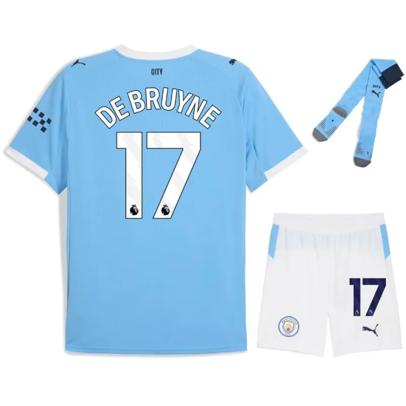 Kit per bambini DE BRUYNE Manchester City 2025/26 casa - Blu