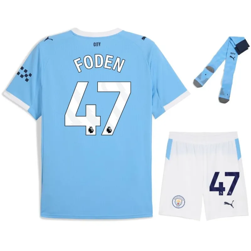 Manchester City FODEN Kids' Kit 2025/26 Home - Blue