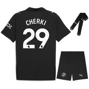 Set di maglia bambini in trasferta di Cherki per il Manchester City 2025/26 - Nero