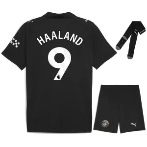 Set di maglia bambini in trasferta di HAALAND per il Manchester City 2025/26 - Nero
