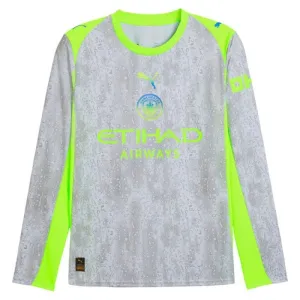 Manchester City 2025/26 Terza Maglia a Maniche Lunghe - Grigio