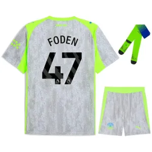 Manchester City FODEN 2025/26 Terza Divisa Bambino - Grigio