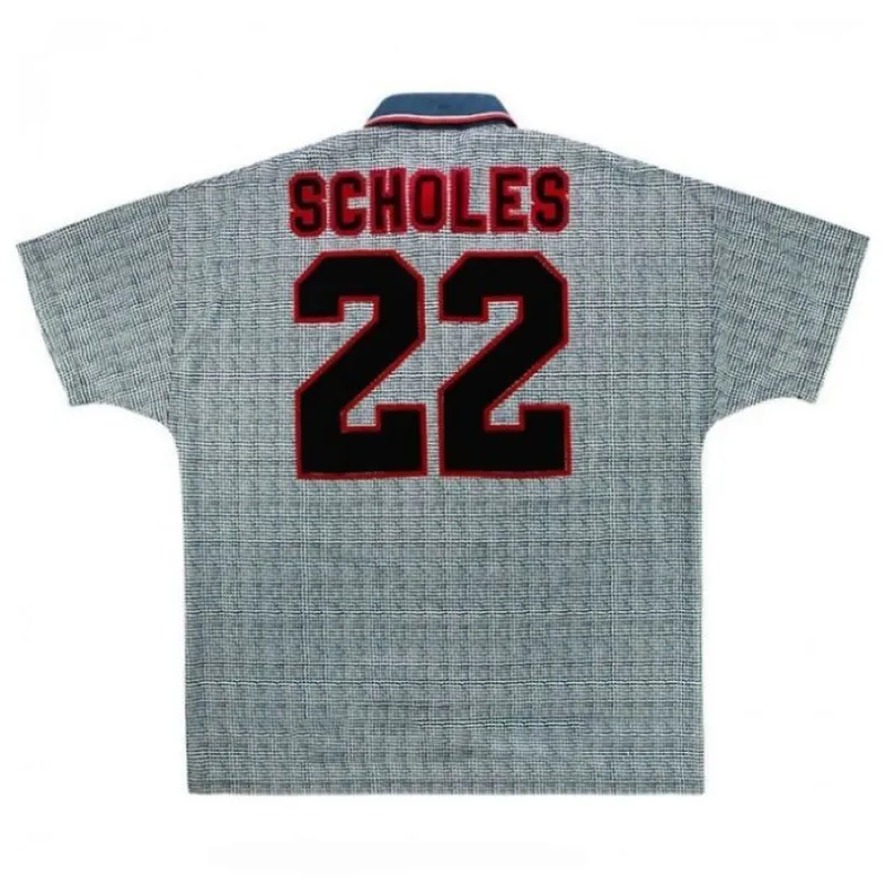 Maillot Extérieur Rétro Manchester United SCHOLES 1995-1996 - Gris