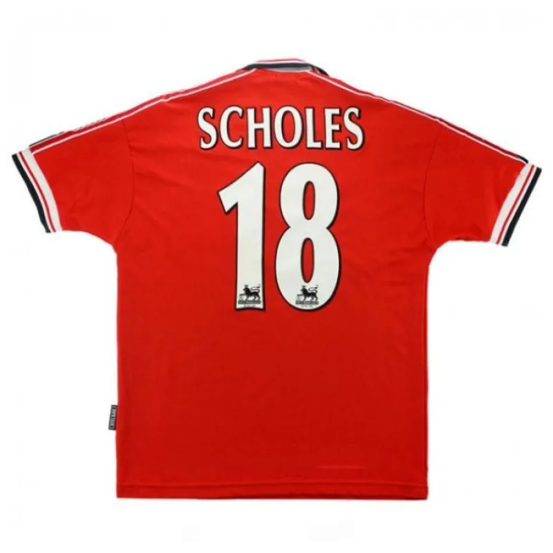 Manchester United SCHOLES 1998 2000 Retro Home Jersey - Red