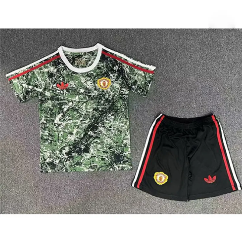 Camiseta + pantalones cortos para niños de Manchester United 2024/25 edición conjunta - Verde