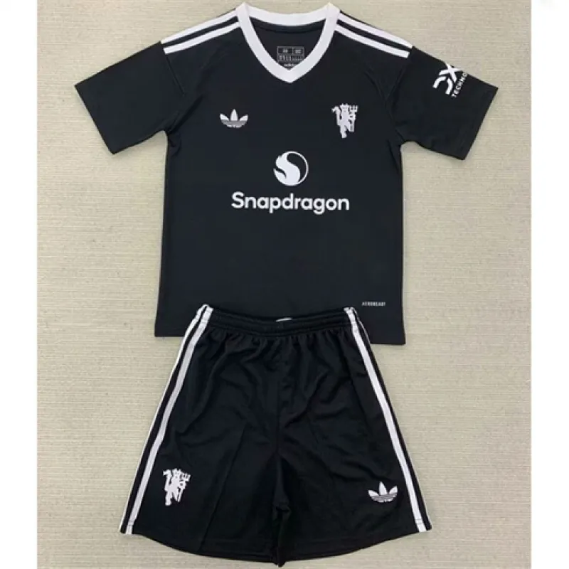 Maillot de gardien + short pour enfants de Manchester United 2024/25 - Noir