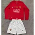 Manchester United Kids' Long Sleeve Retro Jersey + Shorts 2007/08 Home - Red