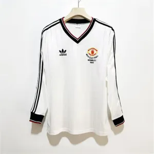 Maglia retro maniche lunghe di trasferta di Manchester United nel 1982/83 - Bianca