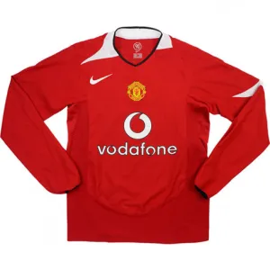 Maglia retro maniche lunghe di casa di Manchester United 2005/06 - Rossa