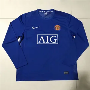 Maglia retro maniche lunghe di trasferta di Manchester United 2007/08 - Azzurra