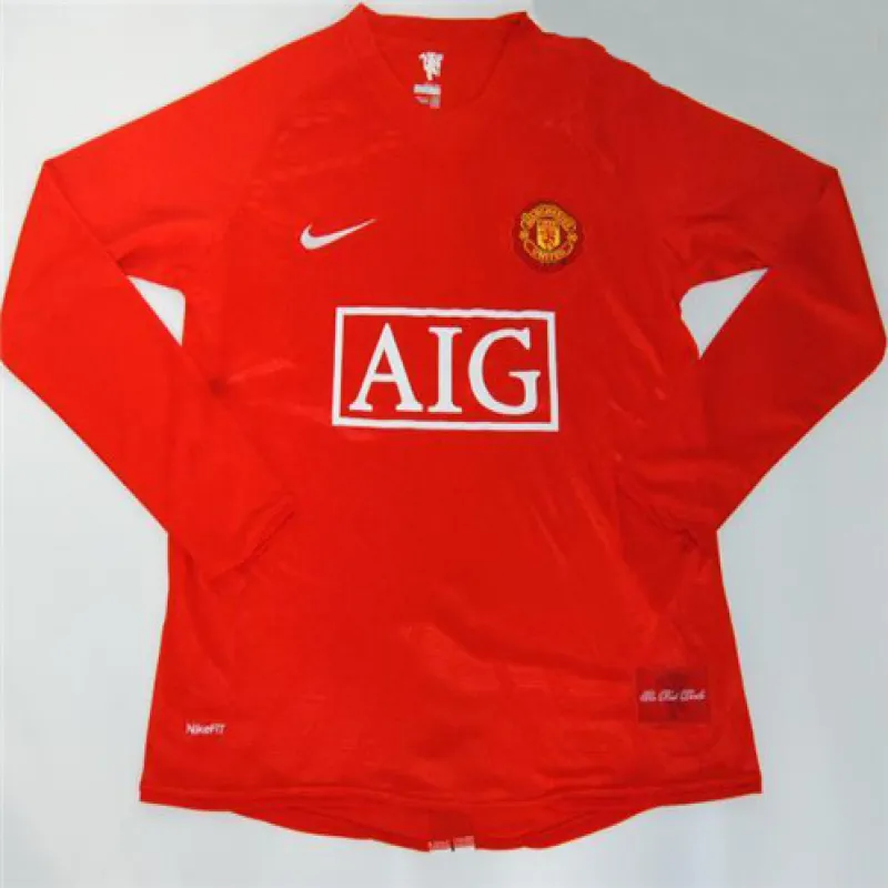 Manchester United 2007/08 UEFA Champions League Final Long Sleeve Retro Jersey - Red