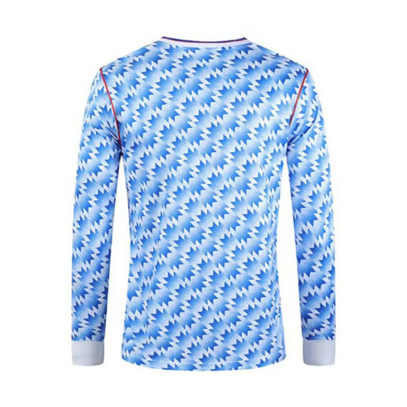 Camiseta retro de mangas largas de fuera azul de Manchester United de 1990 a 1992