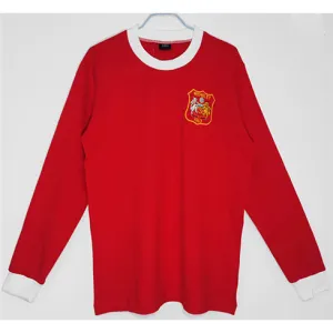 Maglia retro a maniche lunghe di casa rossa di Manchester United nel 1963