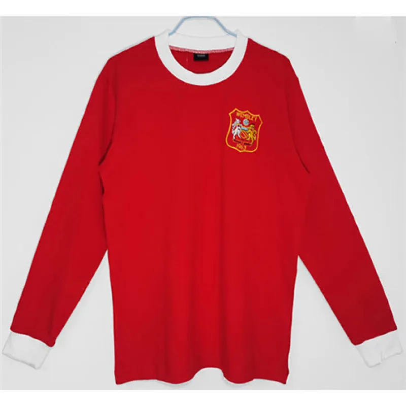 Manchester United 1963 Heim - Rot Retro - Langärmel - Trikot