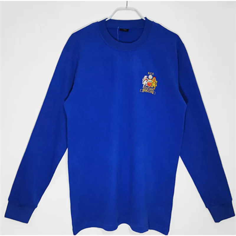 Manchester United 1968 Auswärts - Blau Retro - Langärmel - Trikot
