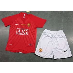 Maglia retro per bambini di Manchester United 2007/08 in casa - Rossa