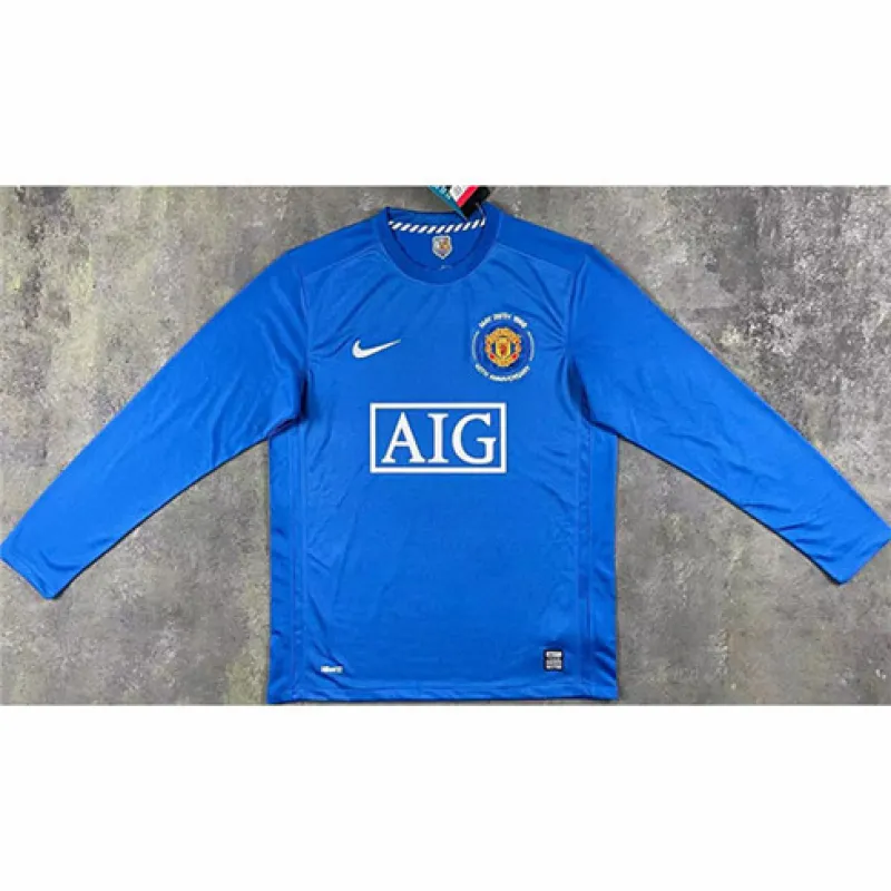 Manchester United Retro Long-Sleeve Jersey 2007/08 Away - Blue