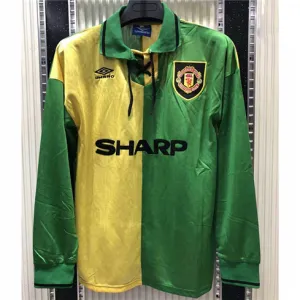 Maglia retro a maniche lunghe di Manchester United 1992 - 94 - Verde/Giallo