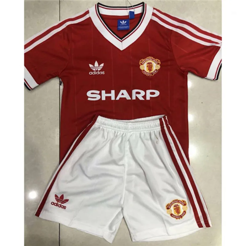 Maglia retro per bambini di Manchester United 1984 in casa - Rossa